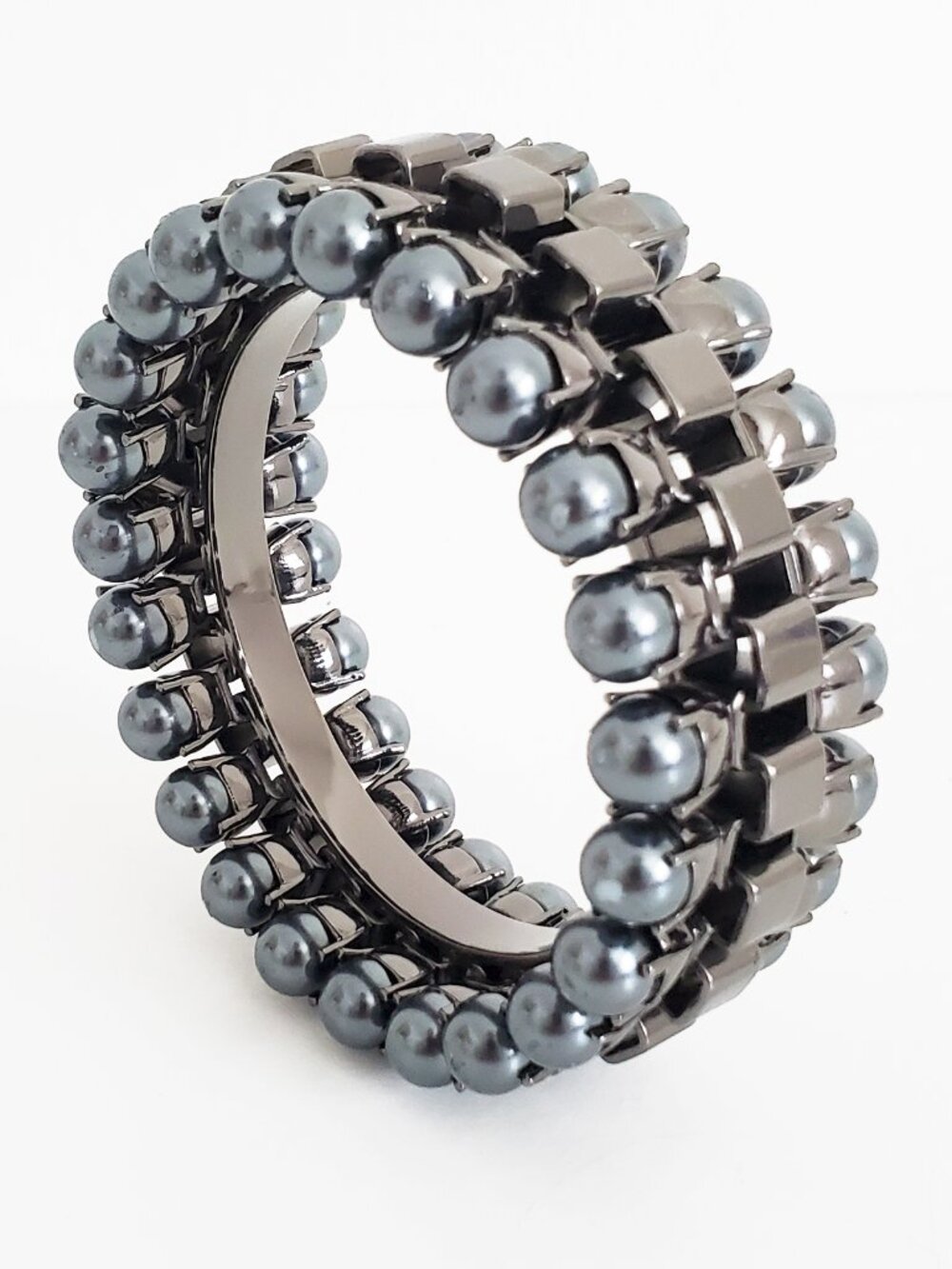 Mawi of London Jewelry Pearl Gunmetal Bangle NWOT